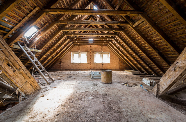 Image of an attic; signifying that Northern Pest provides wildlife cleanup services. 